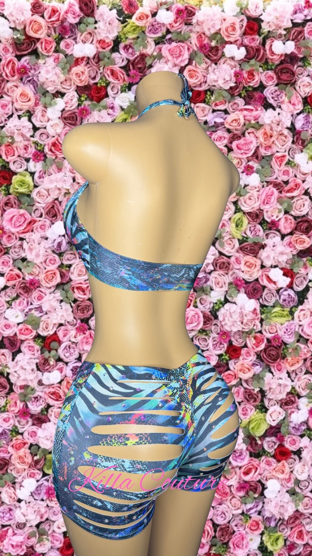 Animal Print Two Piece Bandeau Shorts