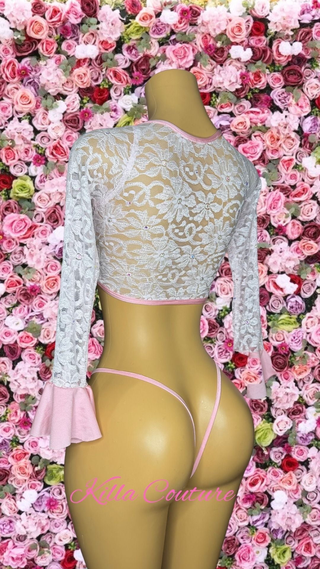 Pink-Bell Sleeve Two Piece