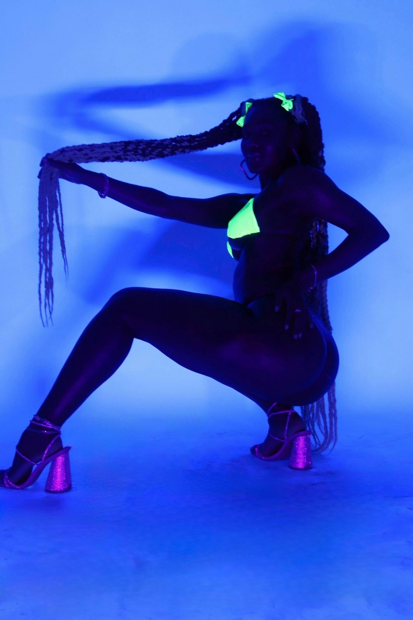 UV Green Solid-Clear Strap Bikini